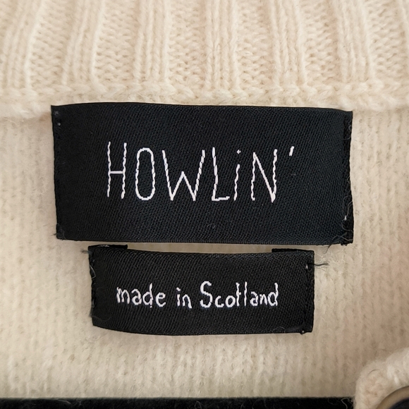 Howlin' 100% wool textured ivory cardigan made in Scotland - Picture 5 of 6
